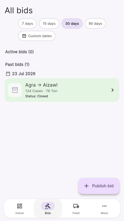 Kaysons freight bid list with review-safe demo data